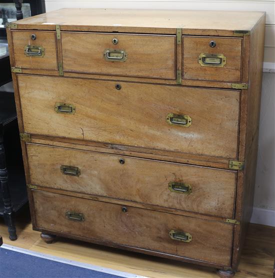 A 19th century mahogany military chest, W.100cm